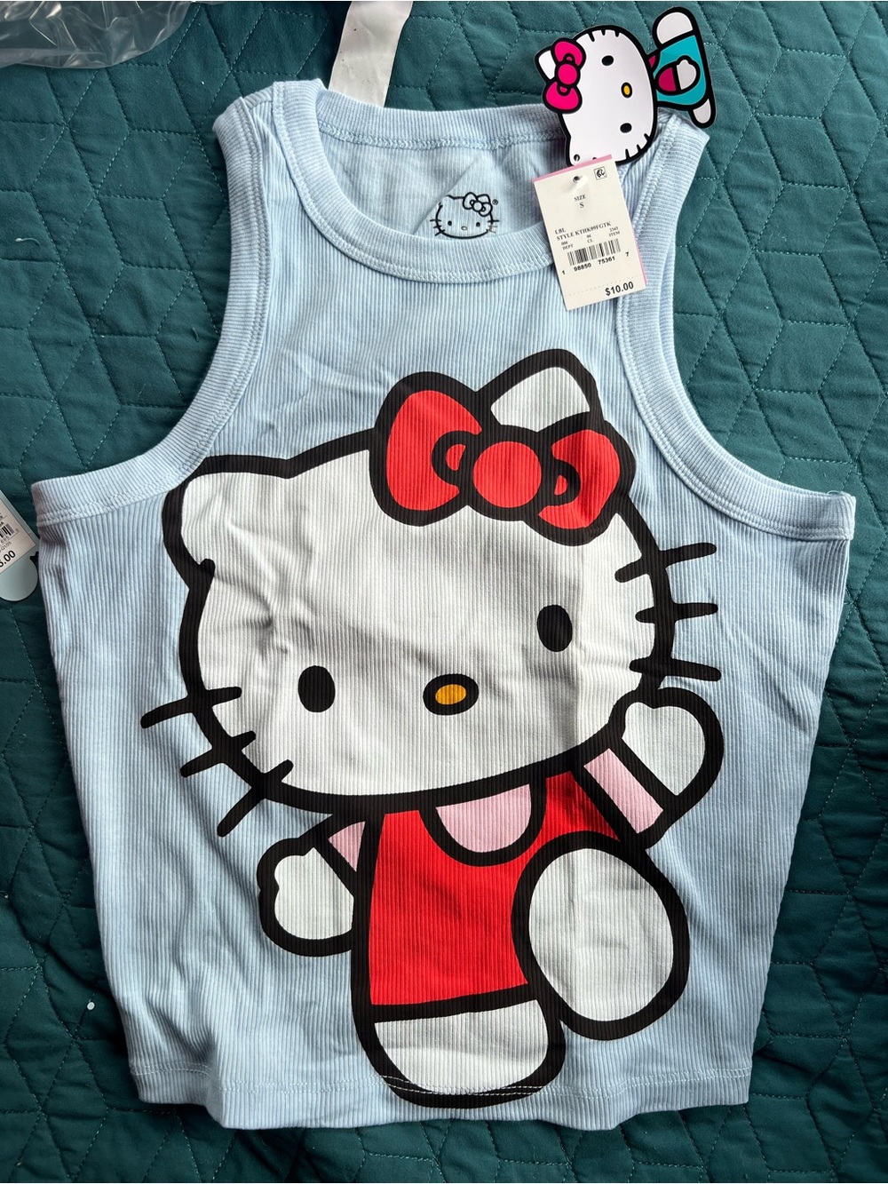 Hello Kitty Light Blue Tank Top with Red Graphic